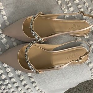 Jewel badgley mischka champagne bridal flats
